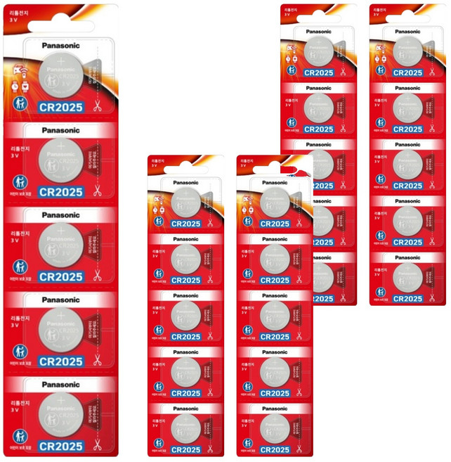 파나소닉 리튬 코인 배터리 어린이 보호 포장 CR2025, 5개입, 5개