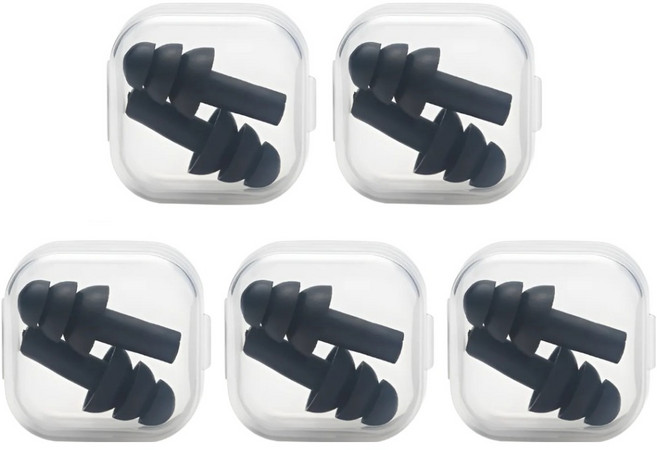 라운드픽 실리콘 수영 수면 소음방지 귀마개 10p, 블랙, 1세트