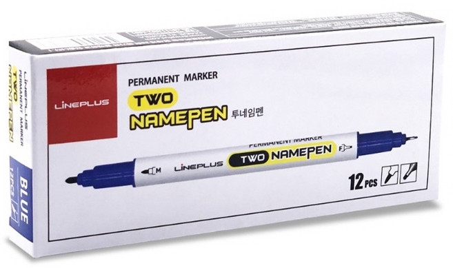 라인플러스 트윈 네임펜, 블루, 12개