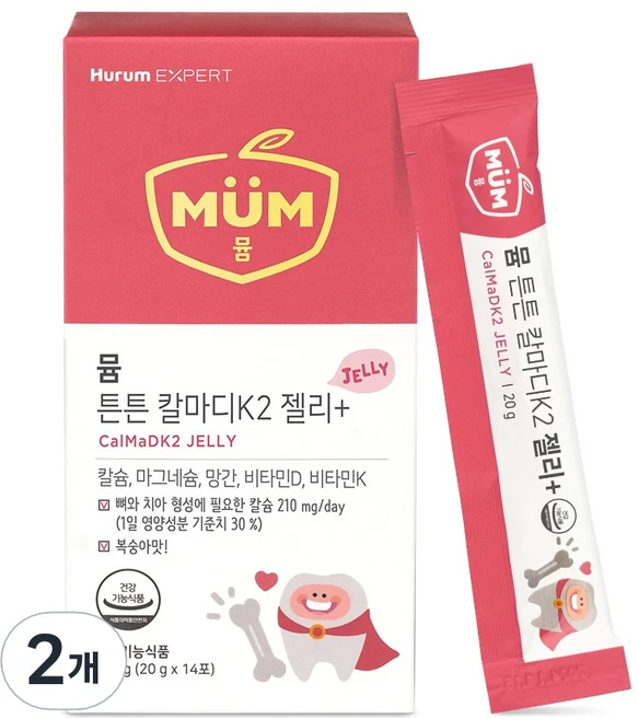 MUM 튼튼 칼마디K2 젤리+ 20g, 14회분, 2개 - 쿠팡