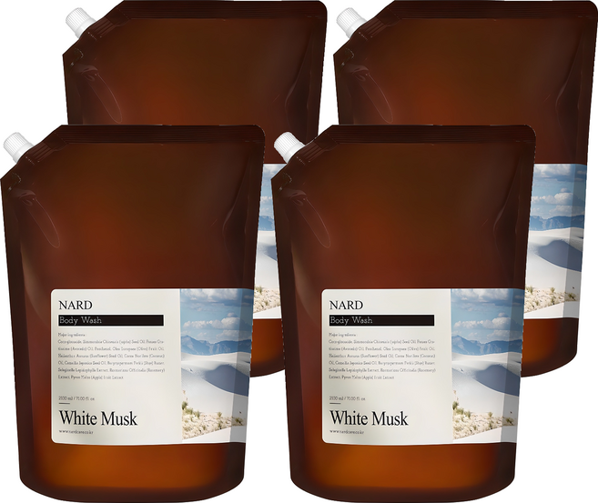 나드 리프레쉬 퍼퓸드 바디워시 화이트머스크향 리필, 2.1L, 4개