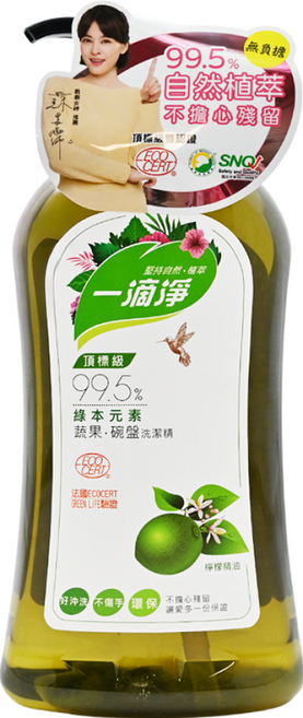 一滴淨 蘆薈多酚食品用洗潔精 檸檬, 1kg, 1瓶
