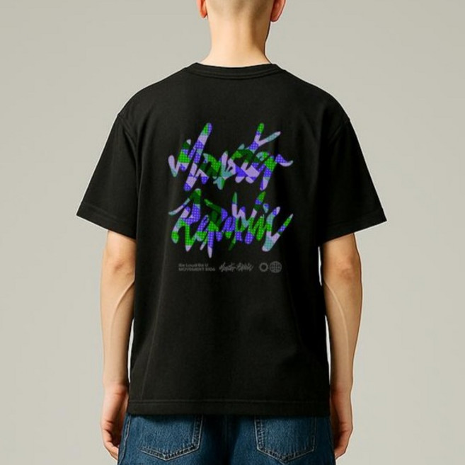 몬스터리퍼블릭 빈티지 서클 로고 믹스 블루 티셔츠 8106