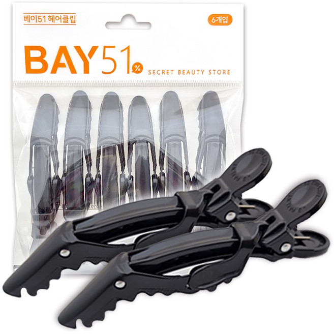 베이51 헤어클립, 블랙, 6개