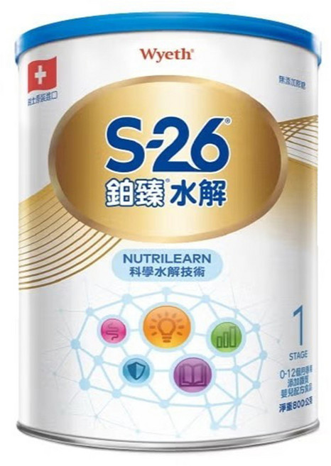 Wyeth 惠氏 S-26 鉑臻水解1號, 800g, 1罐, 1罐