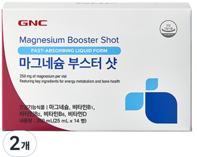 GNC 마그네슘 부스터 샷 350ml, 2개, 14회분