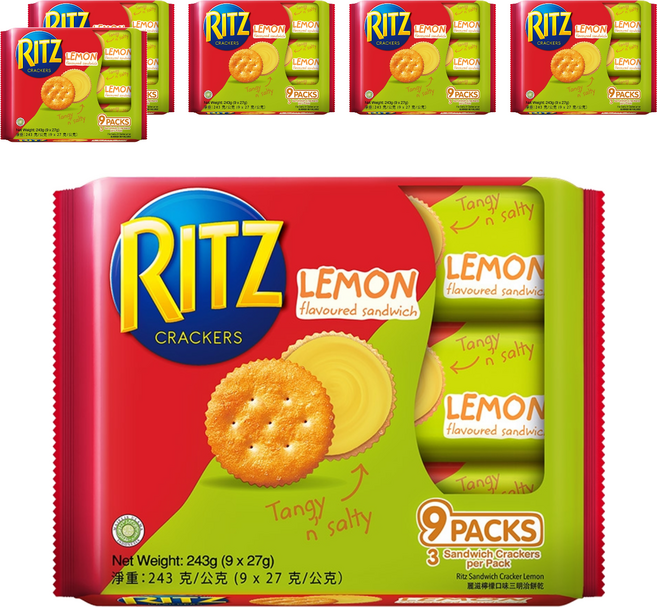 RITZ 麗滋 三明治餅乾 檸檬口味 隨手包 9包, 243g, 6袋