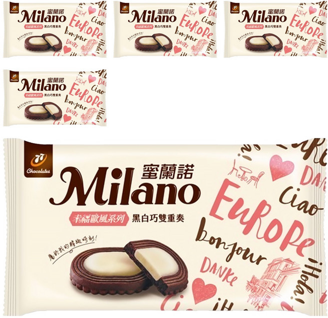 77 Milano 蜜蘭諾 黑白巧雙重奏, 100g, 5包