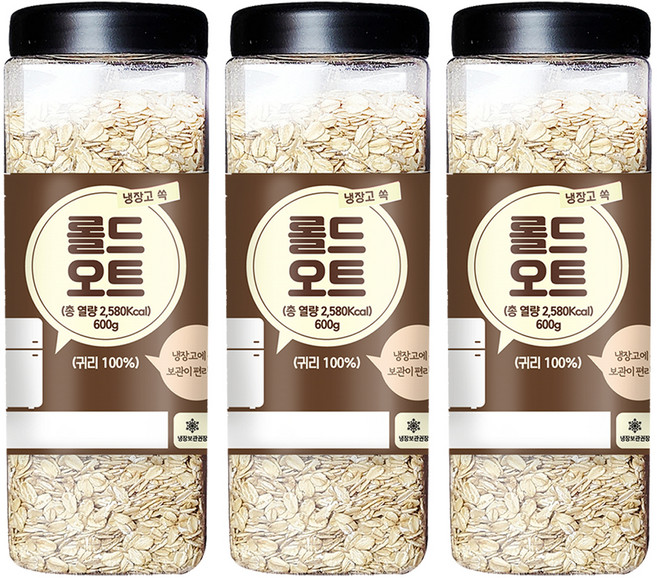 냉장고쏙 롤드 오트, 600g, 3개