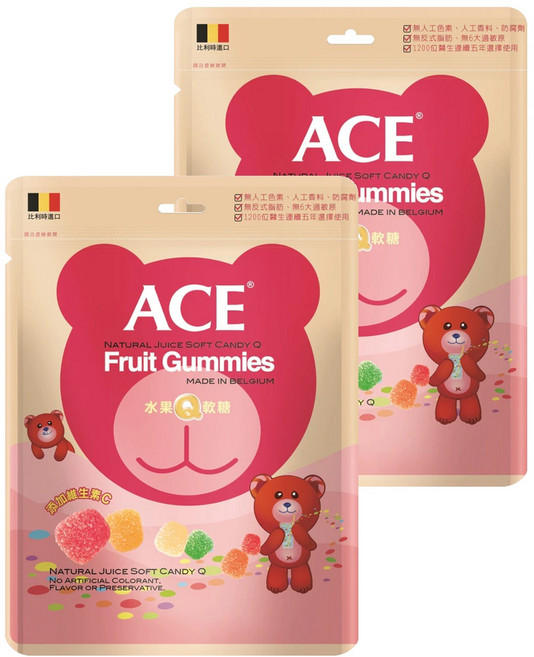 ACE 水果Q軟糖 無色素 無防腐劑 無反式脂肪 比利時進口, 240g, 2包