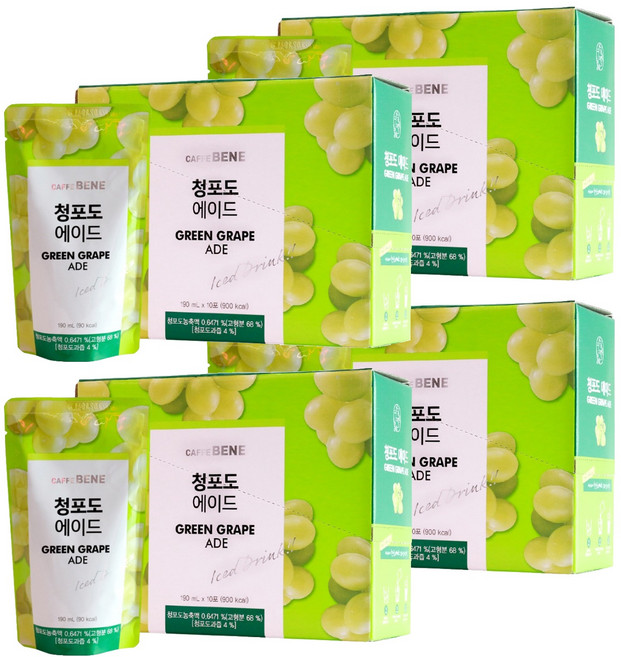 카페베네 청포도에이드 파우치음료, 190ml, 40개