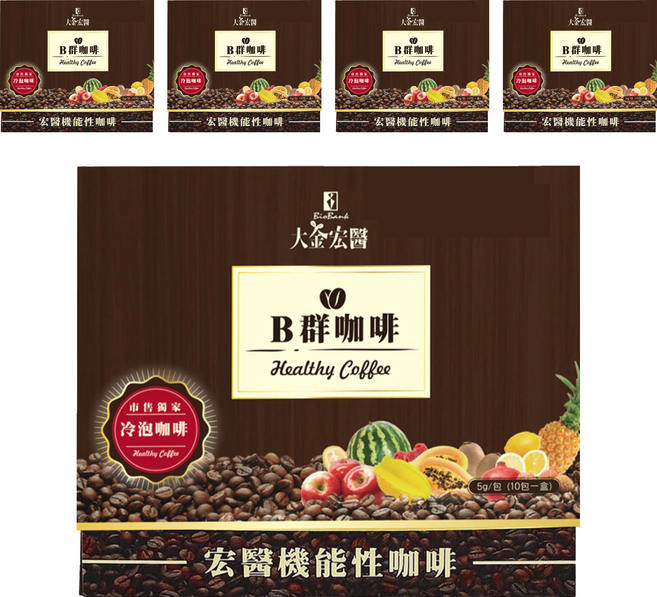 BioBank 大金宏醫 宏醫百大酵素B群機能性咖啡, 5g, 10包, 5盒