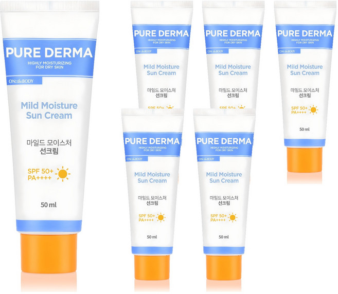 온더바디 퓨어더마 마일드 모이스처 선크림 SPF50+ PA++++, 50ml, 6개