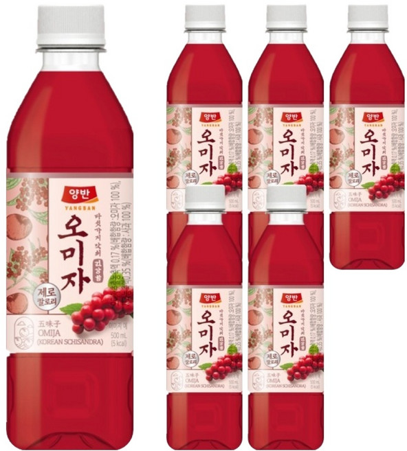양반 오미자 음료, 500ml, 6개