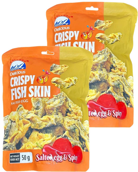 PHI LONG 辣鹹蛋黃口味魚皮, 50g, 2包