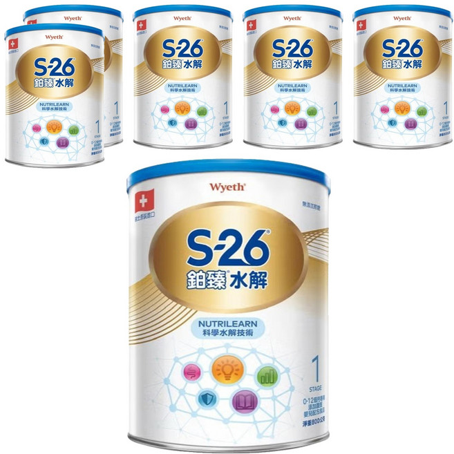 Wyeth 惠氏 S-26 鉑臻水解1號, 800g, 1罐, 6罐
