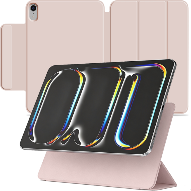 굿밸류 폴리오 엣지핏 아이패드 펜슬 수납 태블릿 케이스, 핑크, 1개