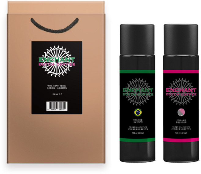 인챈트 더치커피 선물세트 브라질 싱글 + 스페셜 블랜딩, 브라질 싱글 500ml + 스페셜 블랜딩 500ml, 1세트