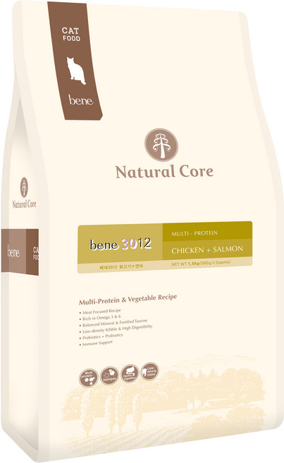 네츄럴코어 고양이 C3 베네 3012 기능성 사료, 피부/피모, 1.5kg, 1개