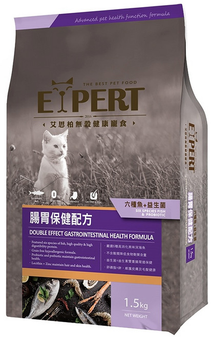 福壽實業 EXPERT 艾思柏 無穀貓食 雙效配方, 腸胃保健, 1.5kg, 1袋