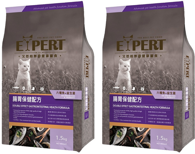 福壽實業 EXPERT 艾思柏 無穀貓食 雙效配方, 腸胃保健, 1.5kg, 2袋