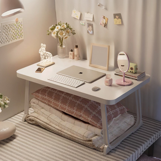 다목적 접이식 베드트레이 책상 테이블, 베이직우드화이트