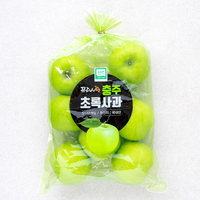 프레샤인 GAP인증 충주 초록사과 중과, 1.5kg(7~8입), 1봉