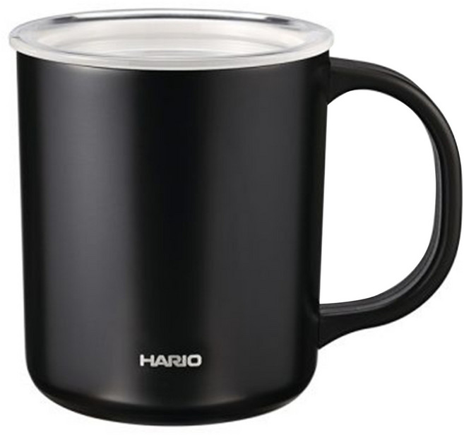 HARIO 好璃奧 真空雙層馬克杯 CMG-350-B, 黑色, 1個, 350ml