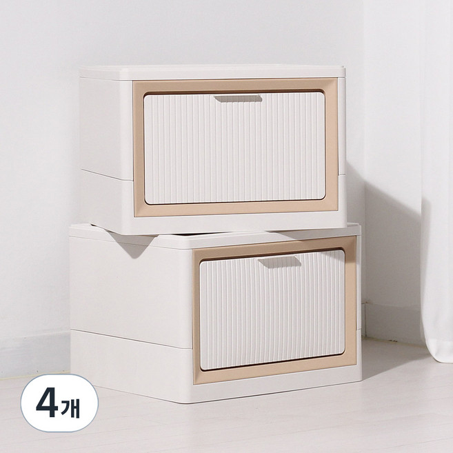 올리빙 모듈 오픈 리빙박스 400, 화이트베이지, 400 x 350 x 280 mm, 4개