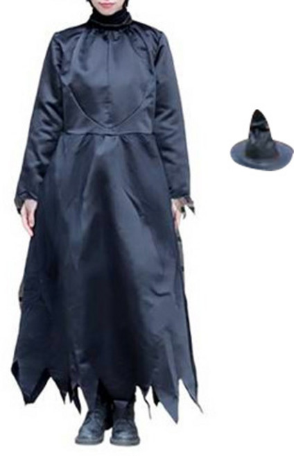 구덕 클래식 마녀 드레스 + 모자 세트, 블랙, 1세트
