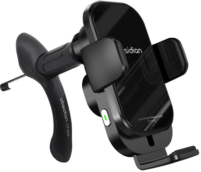 옵시디언 차량용 휴대폰 무선충전기거치대 묶음패키지 CT-W16 + CT-H46, 블랙, CT-W16+CT-H46