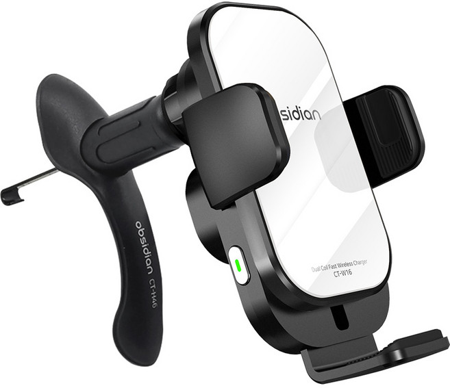 옵시디언 차량용 무선충전 거치대 묶음패키지CT-W16_W + CT-H46, 화이트, CT-W16_W + CT-H46