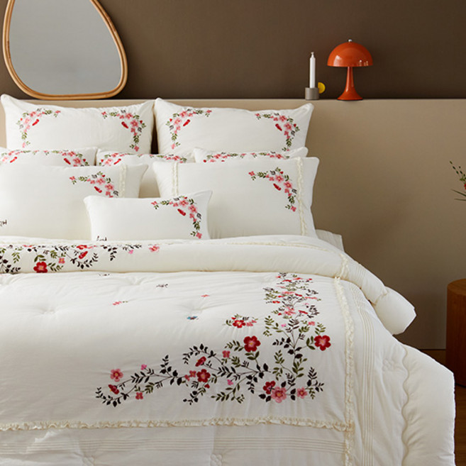 효재 광목자수 차렵침구세트 와일드로즈