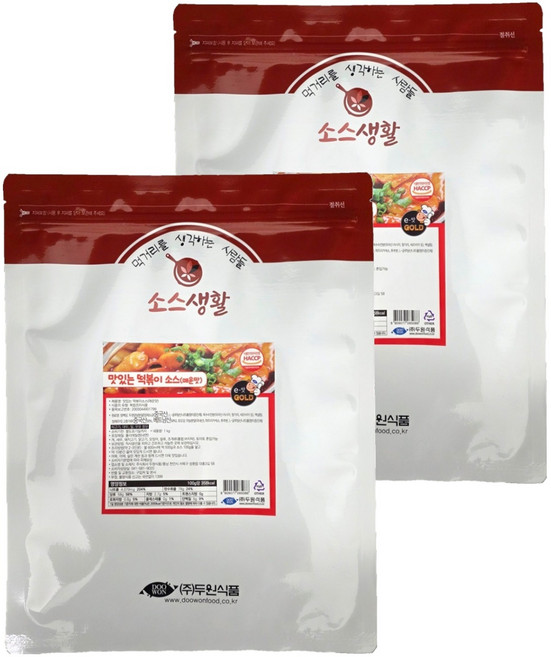 소스생활 맛있는 떡볶이 소스 분말 매운맛, 1kg, 2개