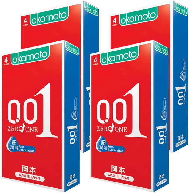 okamoto 岡本 001RL 超潤滑保險套, 4個, 4盒