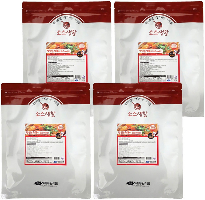 소스생활 맛있는 떡볶이 소스 분말 매운맛, 1kg, 4개