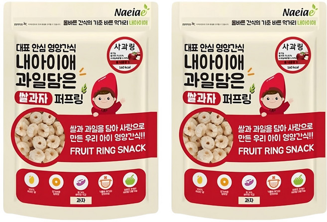 Naeiae 幼兒圈圈餅, 蘋果, 30g, 2包