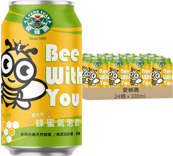 愛蜂園 愛泡泡蜂蜜氣泡飲, 24個, 330ml