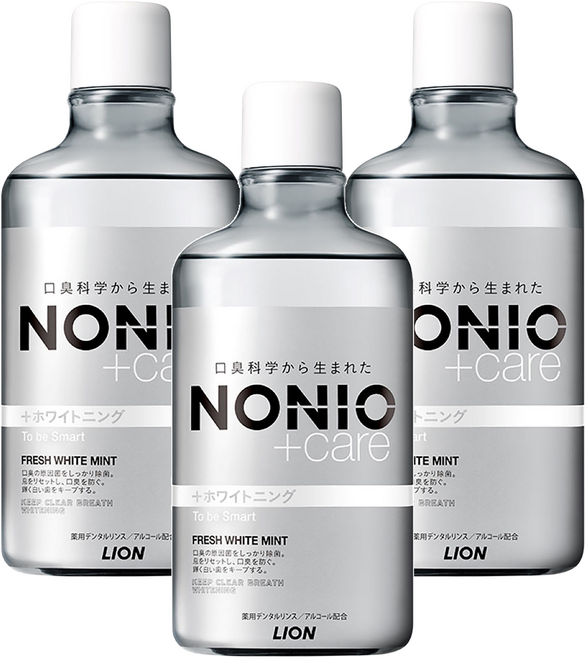 LION 獅王 NONIO 終結口氣漱口水 晶燦亮白, 600ml, 3瓶