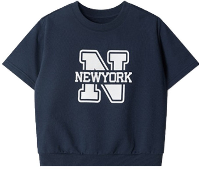 유니프랜드 아동용 뉴욕 반팔 5부 오버핏 맨투맨