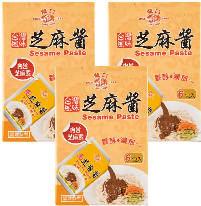 龍口 芝麻醬 台灣風味 香醇濃郁 6包入, 240g, 3盒