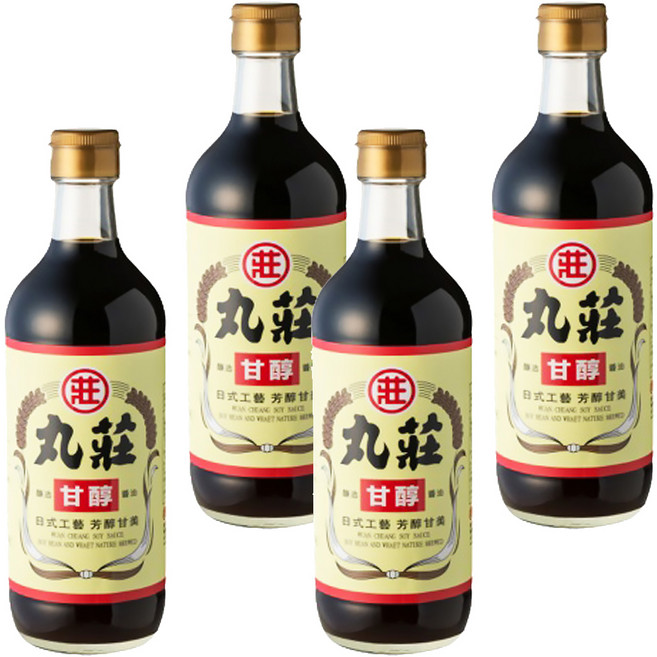 丸莊醬油 甘醇釀造醬油 非基改黃豆 天然發酵 不含防腐劑 味素 焦糖色素 食用酒精, 450ml, 4瓶