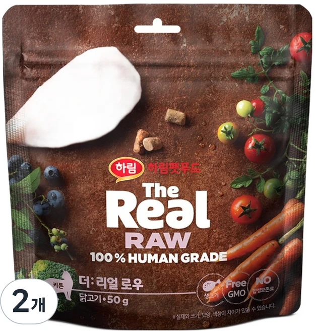 하림펫푸드 키튼 캣 더리얼 로우 동결건조 사료, 닭, 50g, 2개 - 쿠팡