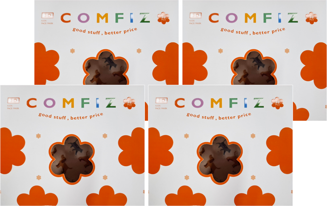 COMFIZ 康菲 3D醫療口罩 小童用 3~7歲, 4盒, 毛小孩的家 米色, 30片