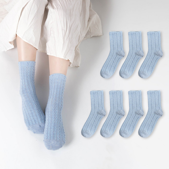 Si Ner socks 女性網眼麻花中筒襪7雙組