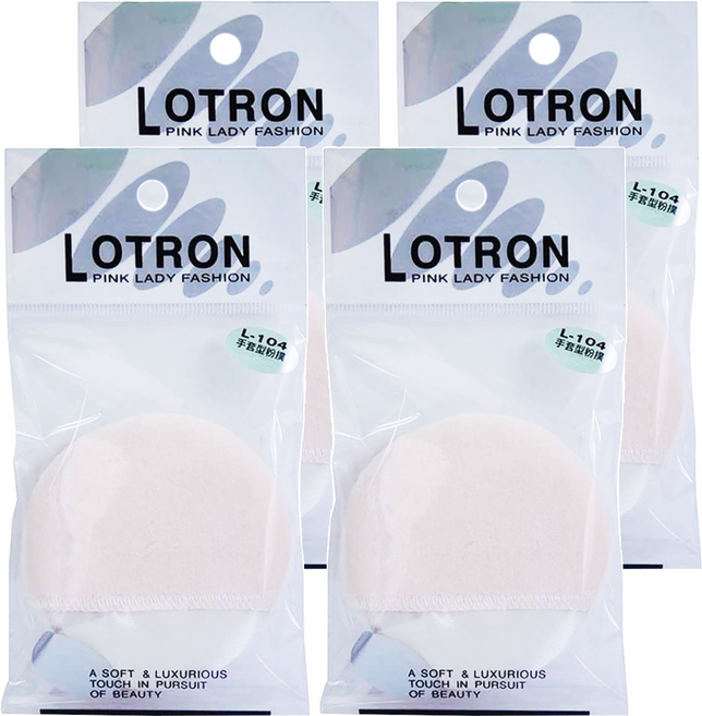 LOTRON 手套型蜜粉撲 植絨布材質 規格7.2*7.2*1.2公分, L-104, 4個