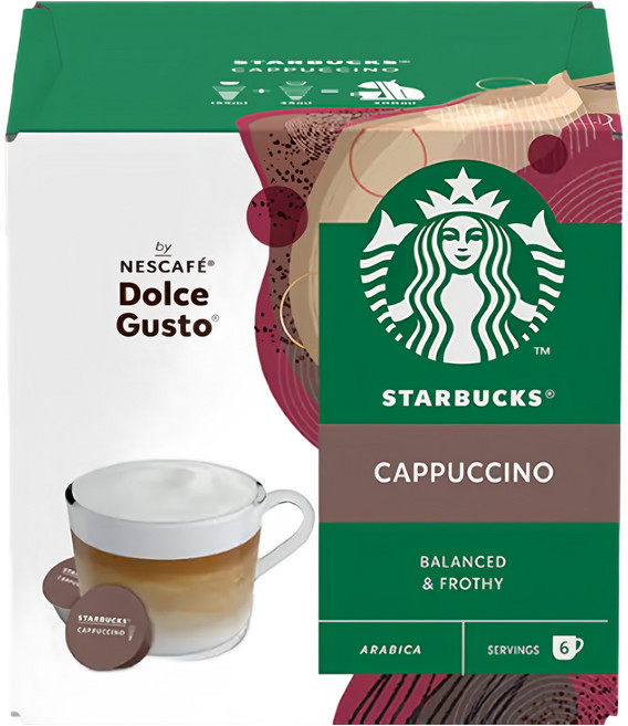 STARBUCKS 星巴克 卡布奇諾咖啡膠囊, 20g, 6組, 1盒