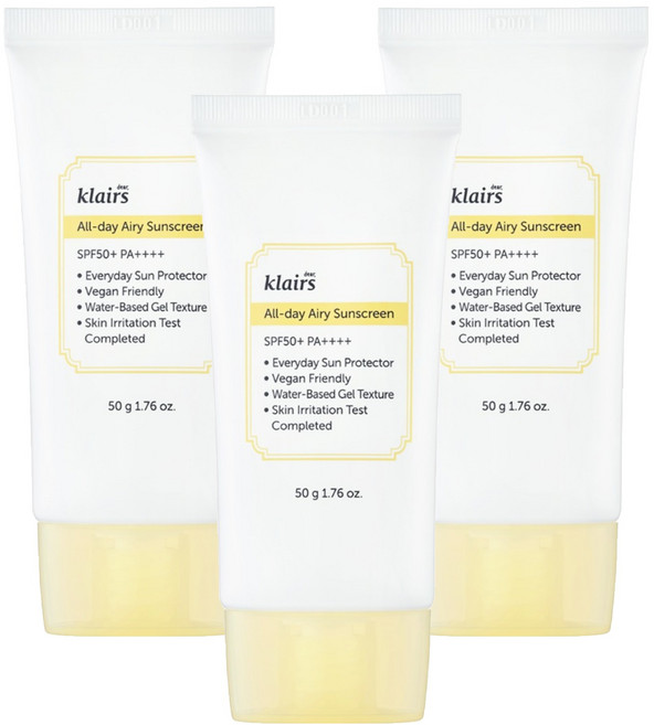 클레어스 올 데이 에어리 선크림 SPF50+ PA++++, 50g, 3개