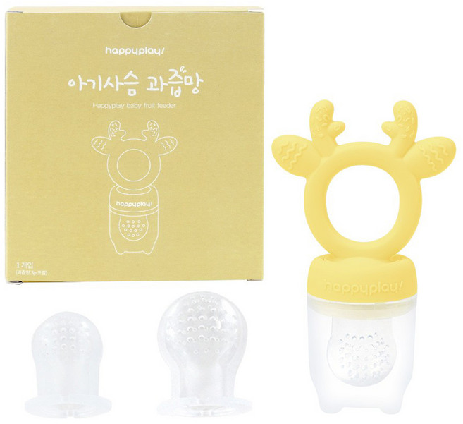 해피플레이 유아용 아기사슴 과즙망 본체+헤드캡+망S+M+L, 망고, 1세트