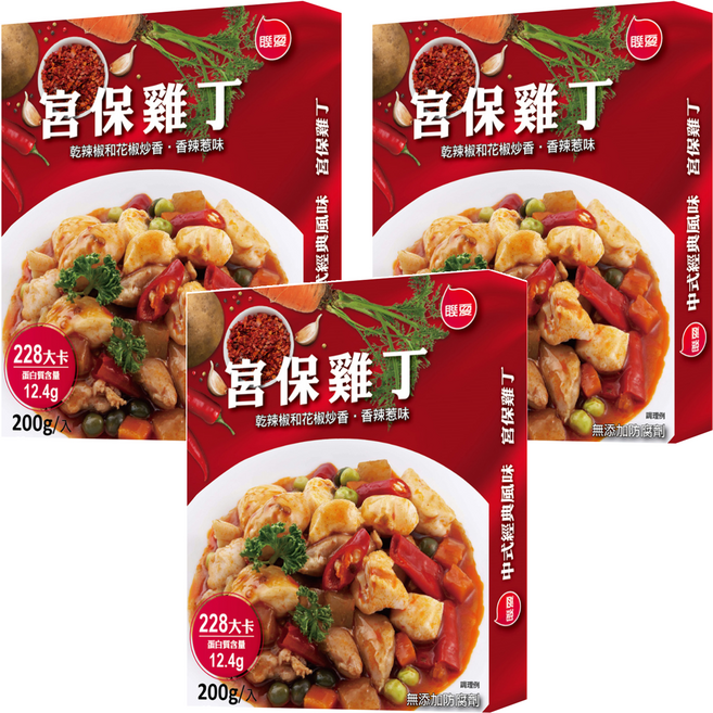 聯夏 宮保雞丁調理包, 200g, 3盒